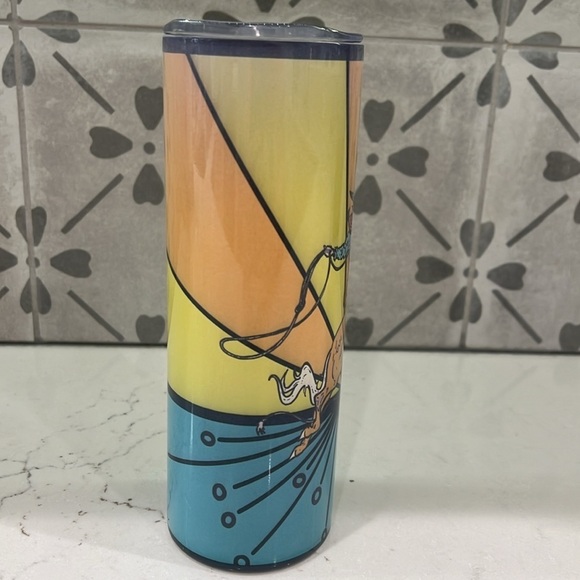 THE WHOLE HERD metal cowboy motif tall tumbler. Like new - Picture 2 of 8